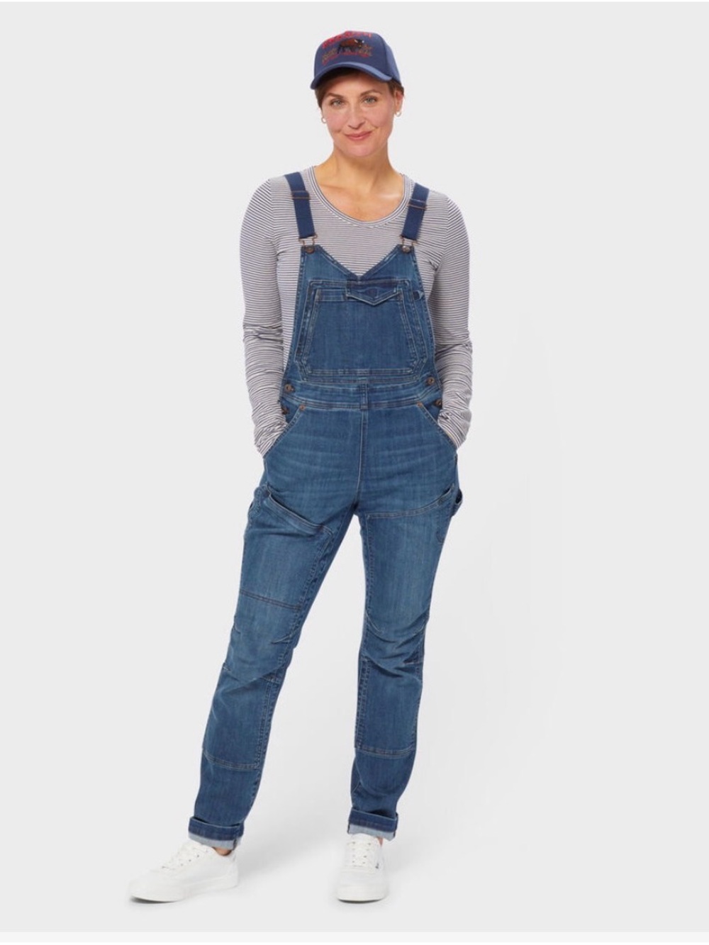 Duluth Double Flex Dark Blue Denim Women's Overalls Jeans Bibs Work